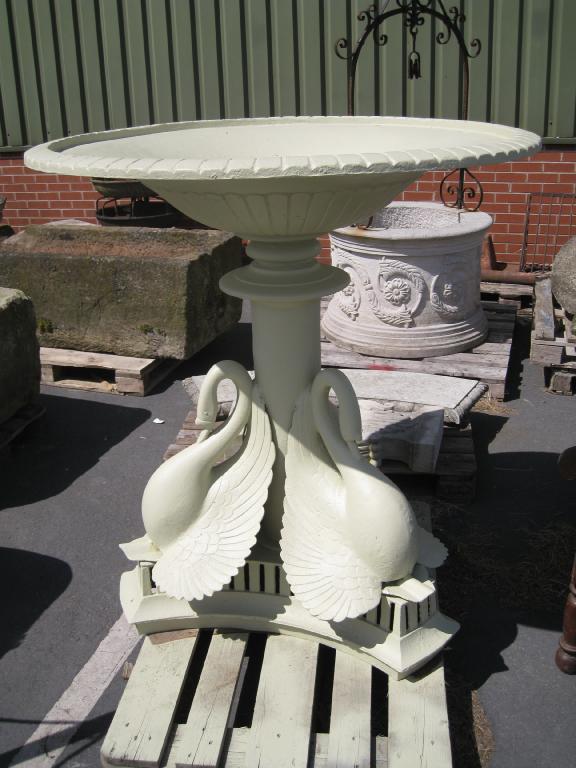 Appraisal: A large cast iron Fountain triple swan design to base