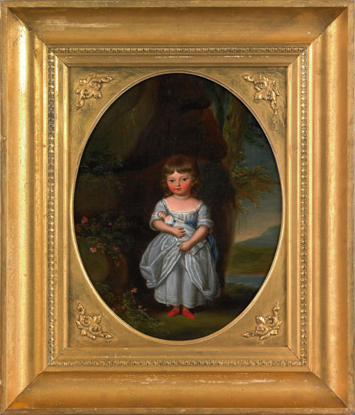 Appraisal: British oil on canvas portrait of a young girl inscribed