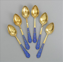 Appraisal: Set of Six Russian Enameled Spoons ca mid- th Century