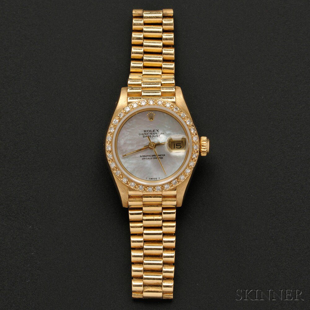 Appraisal: Lady's kt Gold and Diamond Oyster Perpetual Datejust Wristwatch Rolex