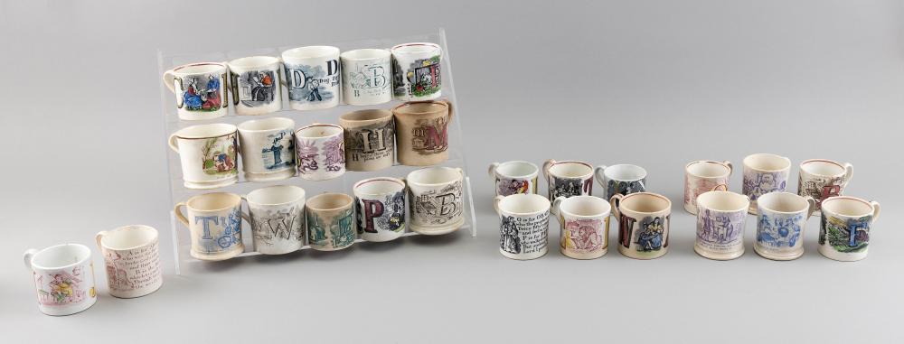 Appraisal: TWENTY-NINE ENGLISH POTTERY CHILD S MUGS TH CENTURY HEIGHTS FROM