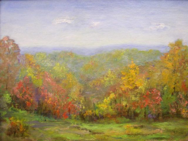 Appraisal: Mae Sherman x oil on board Fall Landscape with colorful