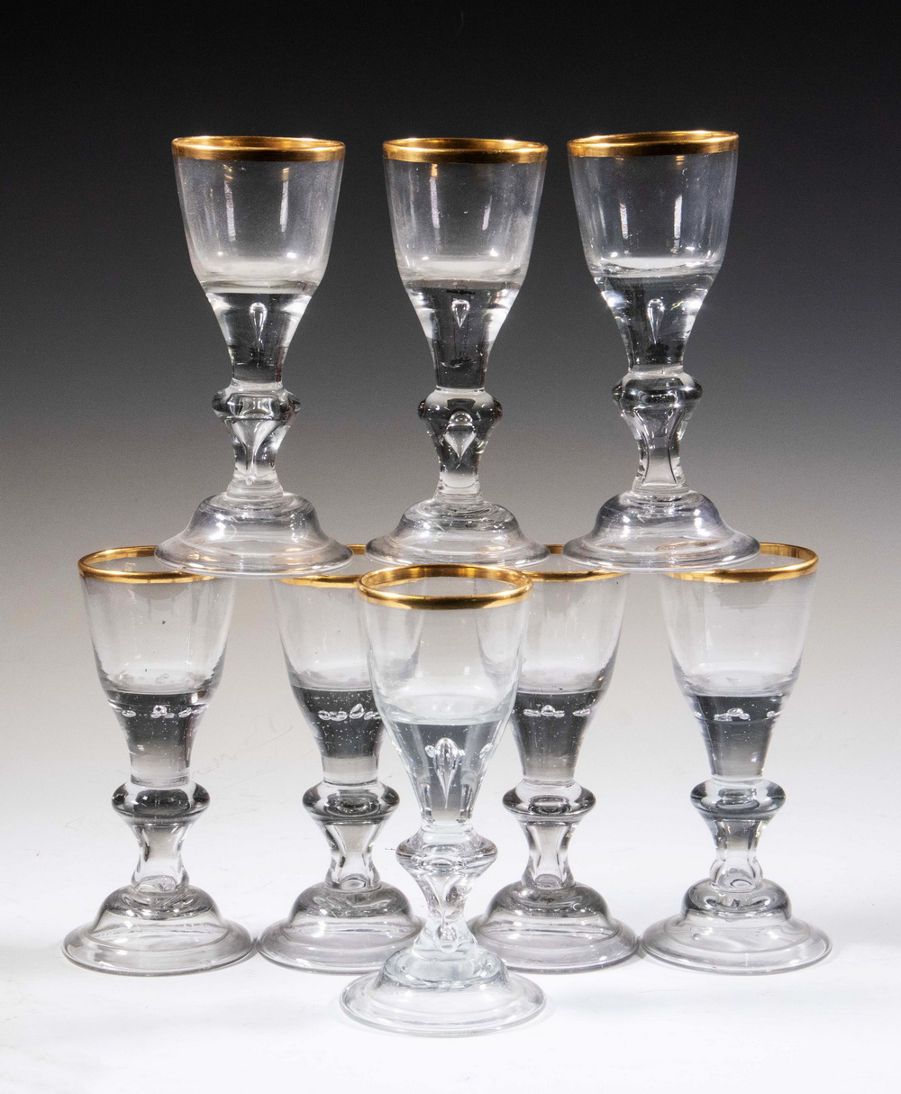 Appraisal: TH C GERMAN HESSEN GLASS GOBLETS Set of Free Blown