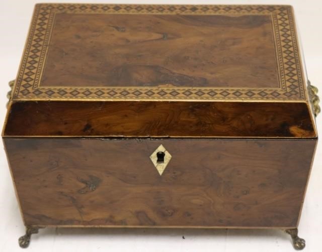 Appraisal: EARLY TH C ENGLISH REGENCY SEWING BOX WITHFITTED INTERIOR AND