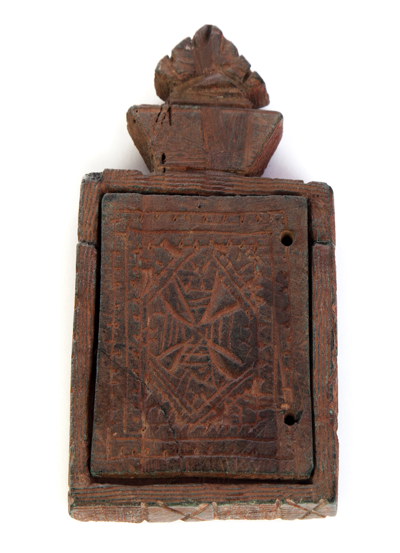 Appraisal: ETHIOPIAN TRAVELLING STONE ICON Early th century Incise carved triptych