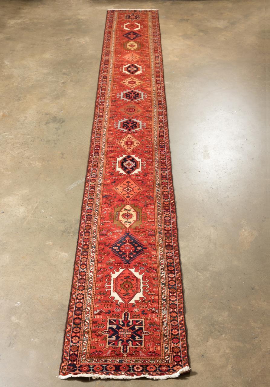 Appraisal: HAND KNOTTED PERSIAN KARAJA HERIZ RUNNER X Hand knotted Persian