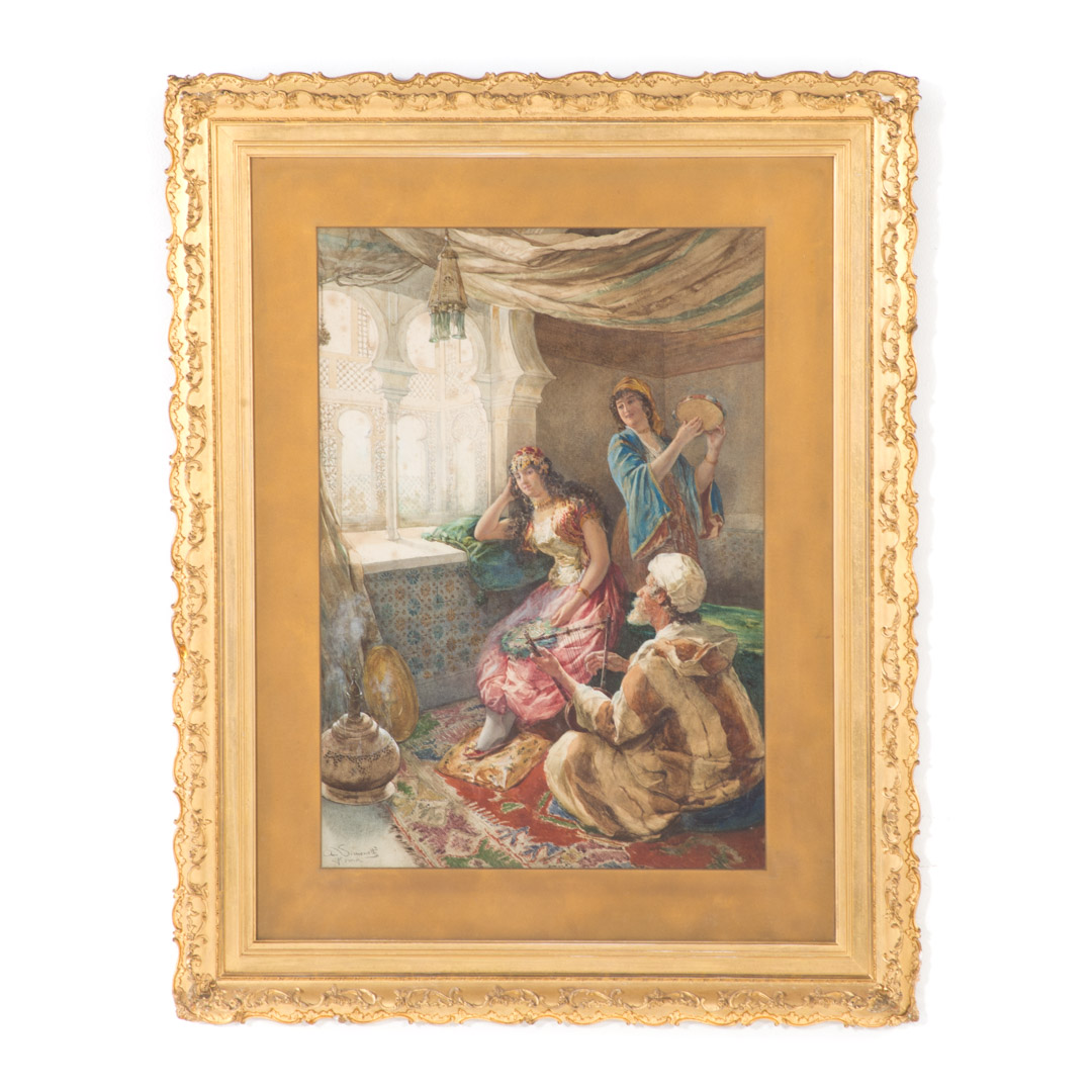 Appraisal: Amedeo Simonetti In the Harem watercolor Italian - Watercolor on