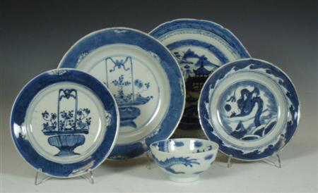 Appraisal: A group of th century Chinese blue painted porcelain wares