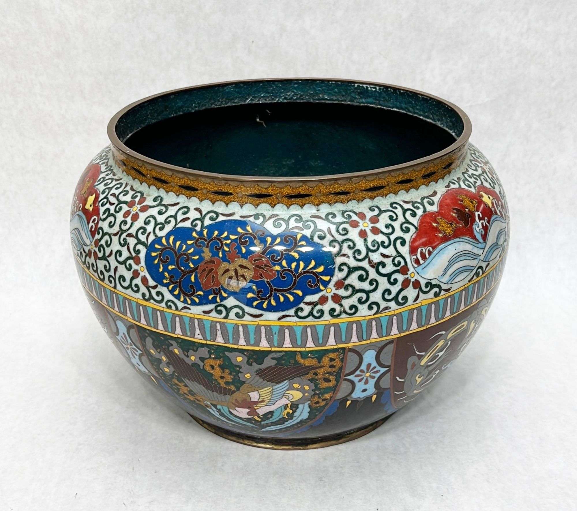 Appraisal: Japanese Meiji Period Cloisonne JardiniereCondition Minor Losses tall at widest