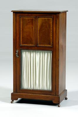 Appraisal: Edwardian inlaid mahogany cabinet satinwood banded top paneled and glazed