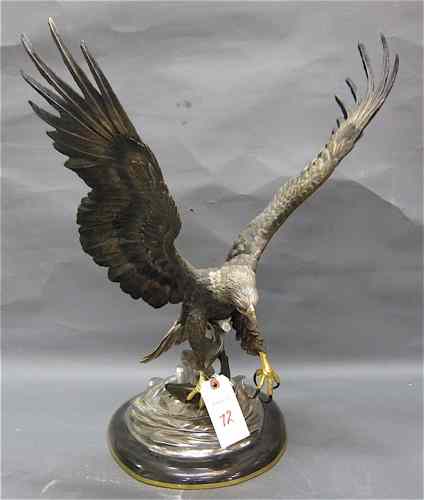 Appraisal: CHESTER FIELDS WASHINGTON STATE B ORIGINAL ORNITHOLOGICAL BRONZE SCULPTURE ''Eagles