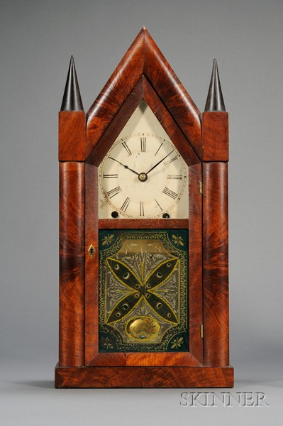 Appraisal: Mahogany Steeple Clock by Chauncey Jerome New Haven Connecticut with