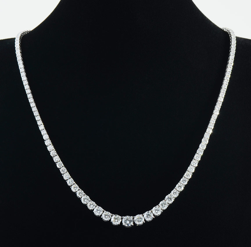 Appraisal: CTW DIAMOND RIVIERE NECKLACE K white gold necklace of an