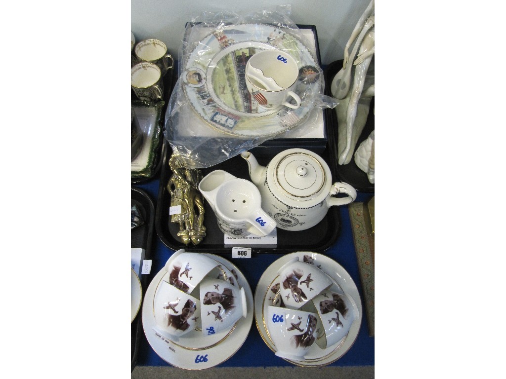 Appraisal: Lot comprising six Sutherland china trios printed with a portrait