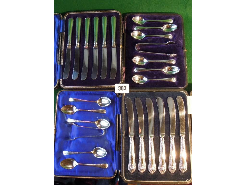 Appraisal: Two boxed sets of six butter knives and two sets