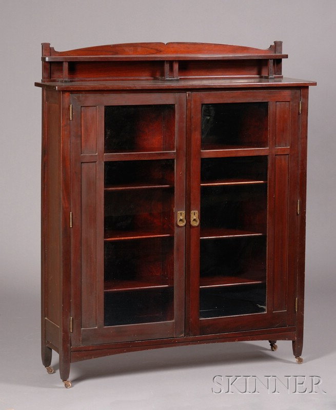 Appraisal: Shop of Crafters Bookcase Mahogany Cincinnati Ohio c - Shaped