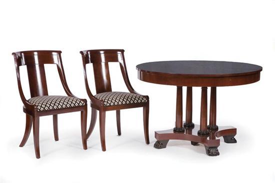 Appraisal: REGENCY-STYLE TABLE AND CHAIRS Baker Furniture Company Kohler Wisconsin late