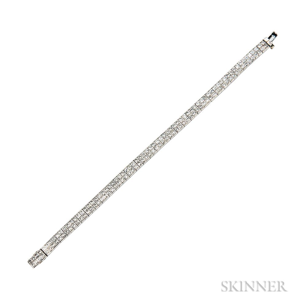 Appraisal: Platinum and Diamond Bracelet Platinum and Diamond Bracelet set with