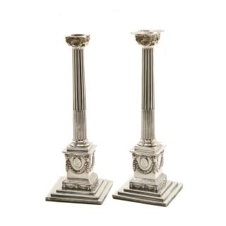 Appraisal: Pair of English George III Silver Candlesticks Pair of English