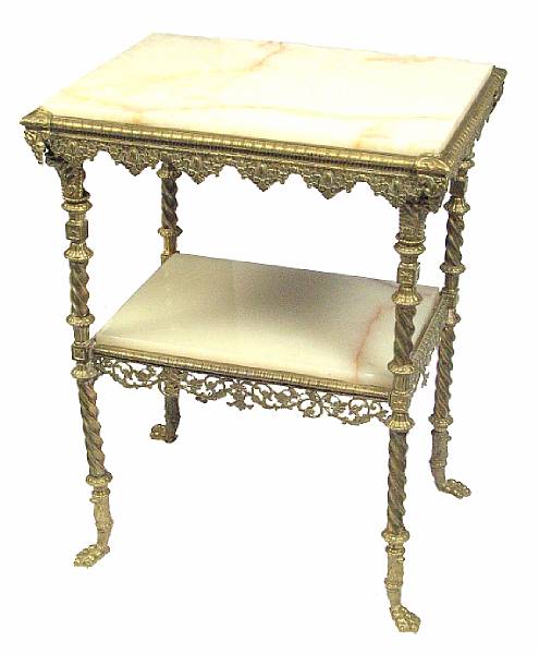 Appraisal: An English brass and marble what not table late th