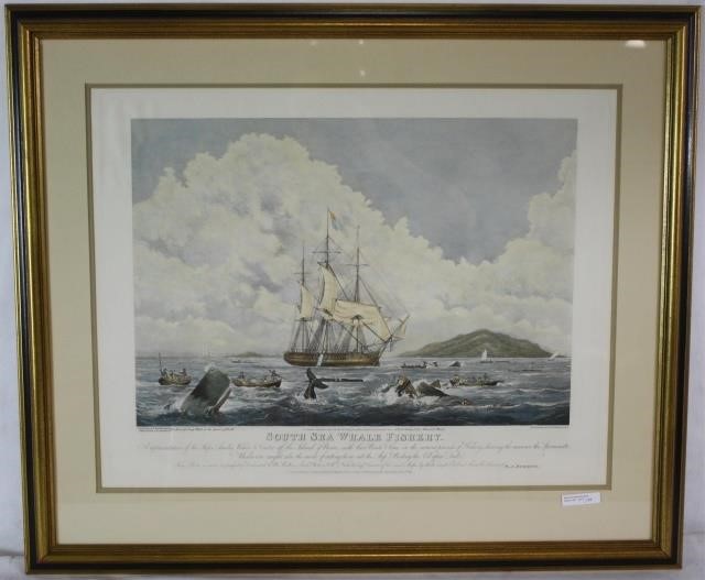 Appraisal: COLORED ENGRAVING TITLED SOUTH SEA WHALE FISHERY TH CENTURY DATED