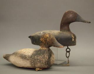 Appraisal: duck decoys Two early th century carved and painted wood