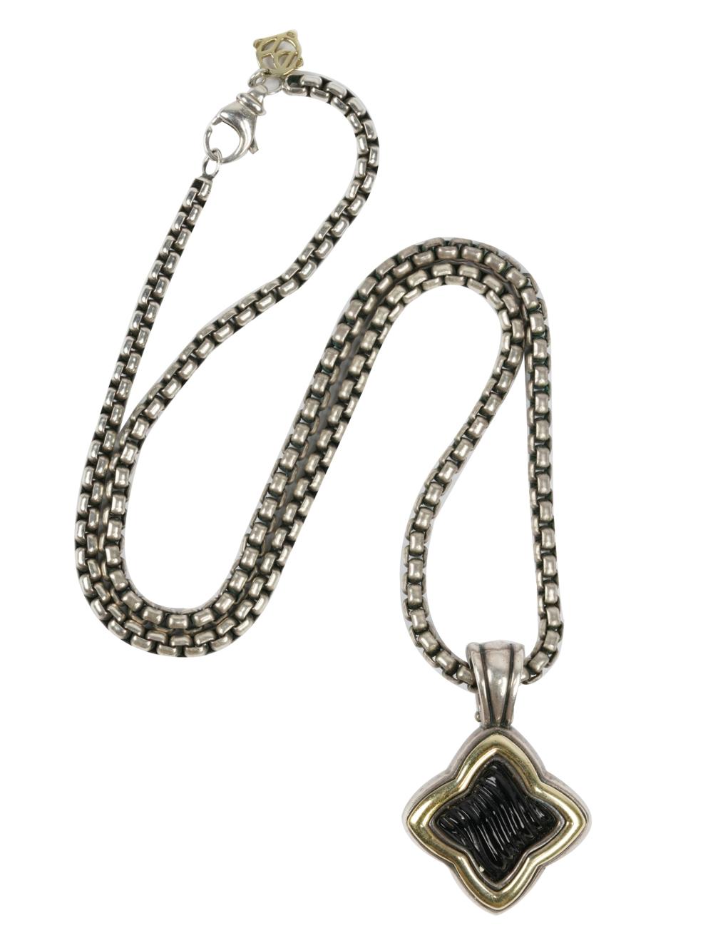 Appraisal: DAVID YURMAN STERLING KARAT YELLOW GOLD ONYX NECKLACEsigned 'D Y