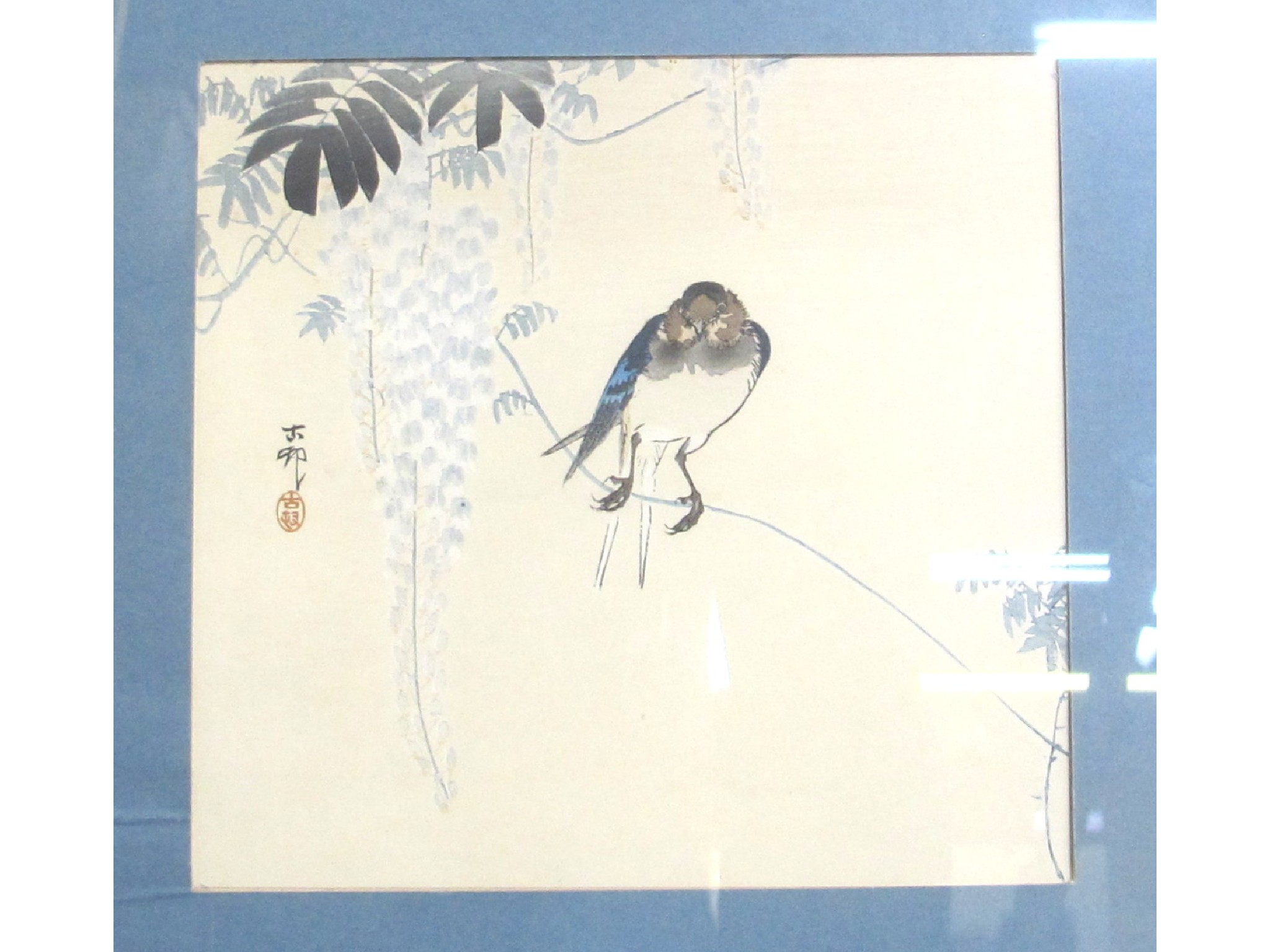 Appraisal: JAPANESE SCHOOL Bird and wisteria and another