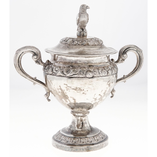 Appraisal: An Italian shield shaped silver cup and cover early th