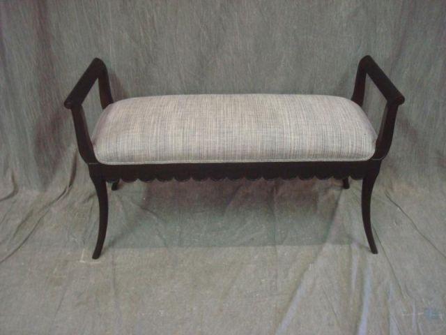 Appraisal: Mahogany and Upholstered Bench With saber legs scalloped skirt and