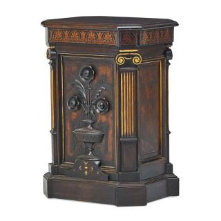 Appraisal: HERTER BROS Attr AESTHETIC MOVEMENT PEDESTAL Part ebonized and marquetry