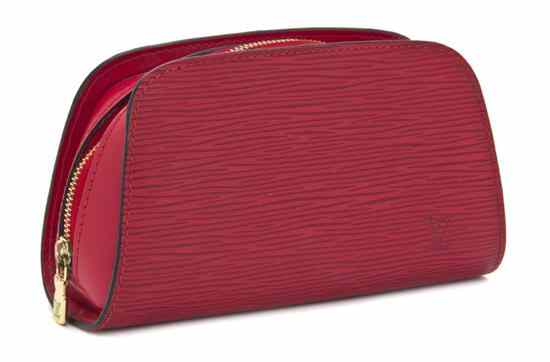 Appraisal: A Louis Vuitton Red Epi Leather Cosmetic Case Stamped Louis