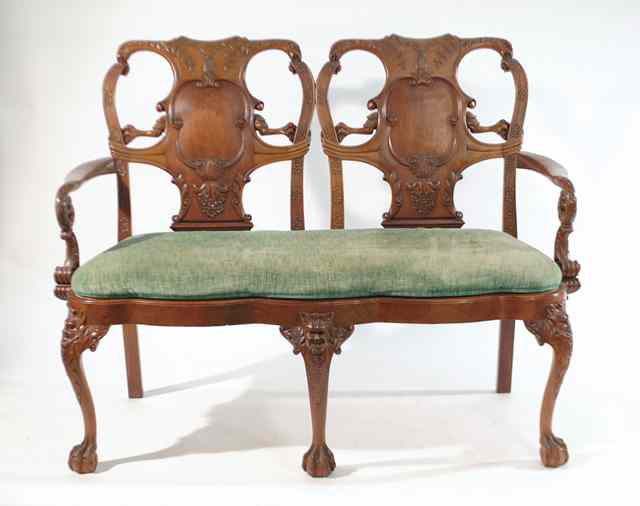 Appraisal: QUEEN ANNE STYLE DOUBLE CHAIR-BACK SETTEE American c of finely