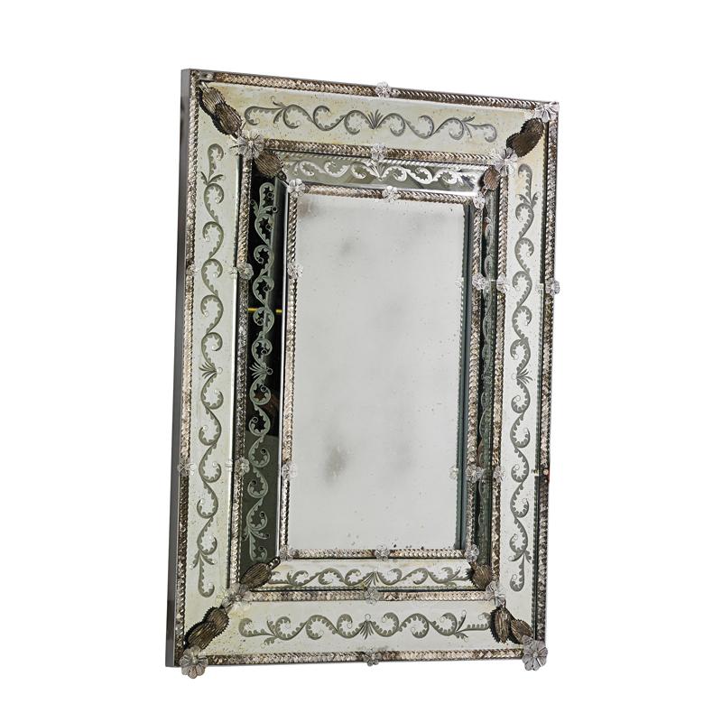 Appraisal: VENETIAN ETCHED GLASS MIRROR Condition Report