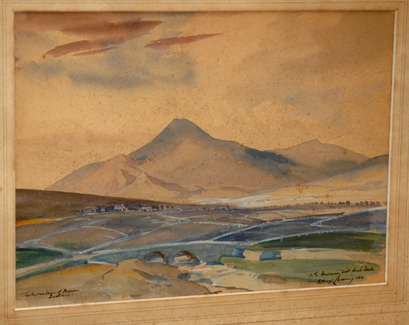 Appraisal: DARYL LINDSAY THE MOUNTAINS WATERCOLOUR TOGETHER WITH PETER BOUSFIELD WATERCOLOUR