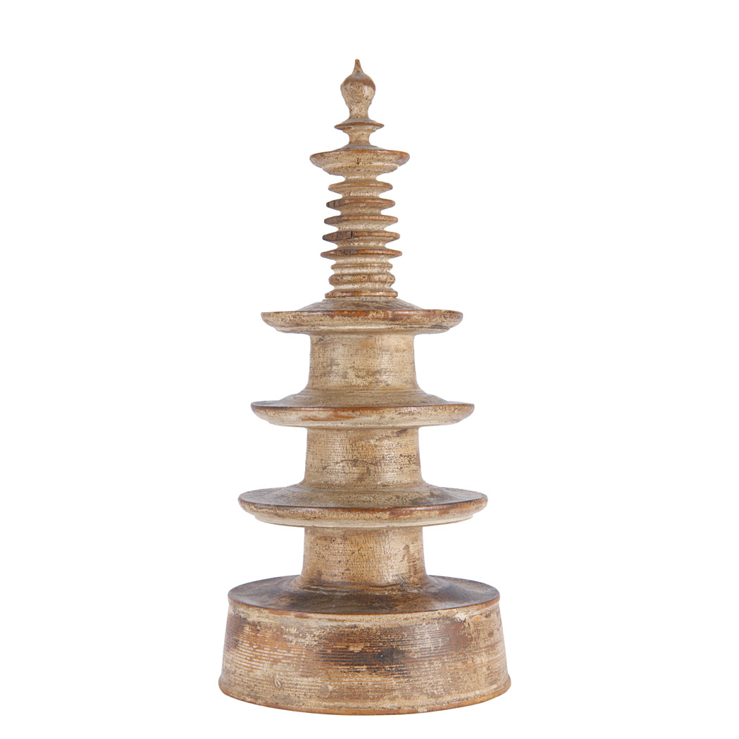 Appraisal: Japanese Wood Pagoda In the style of the set of