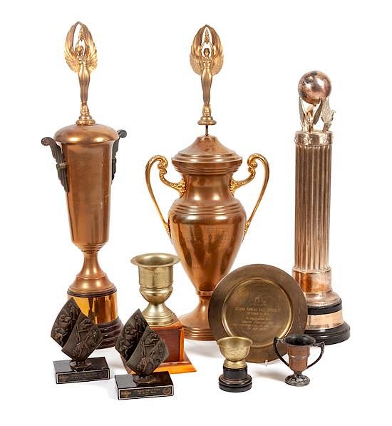 Appraisal: A Group of Nine Trophies for Various Dog Breeds Height