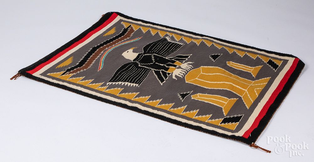 Appraisal: Navajo Indian pictorial eagle rug Navajo Indian pictorial eagle rug