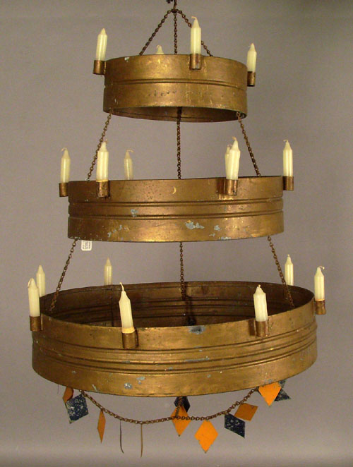 Appraisal: Painted tin three-tier chandelier dia