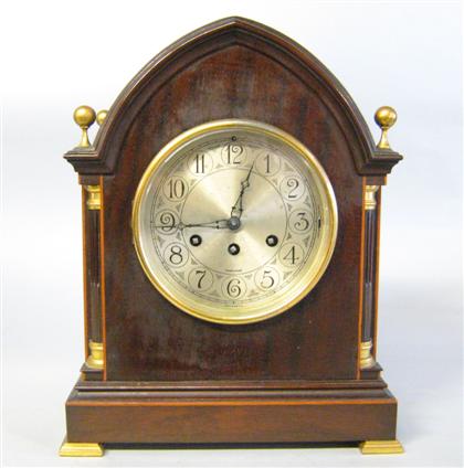 Appraisal: Herschede Gothic style Mahogany Case Bracket Clock With the brass