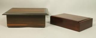 Appraisal: pc American Craft Lidded Wood Jewelry Boxes Dark cherry stained