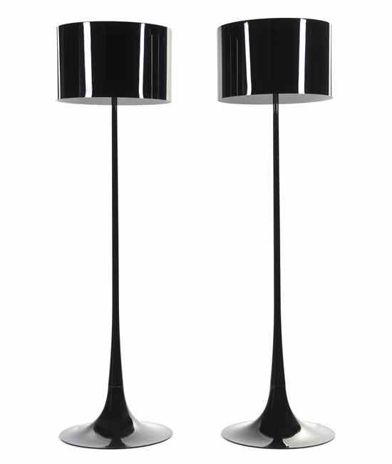 Appraisal: A Pair of Italian Painted Metal Floor Lamps having a