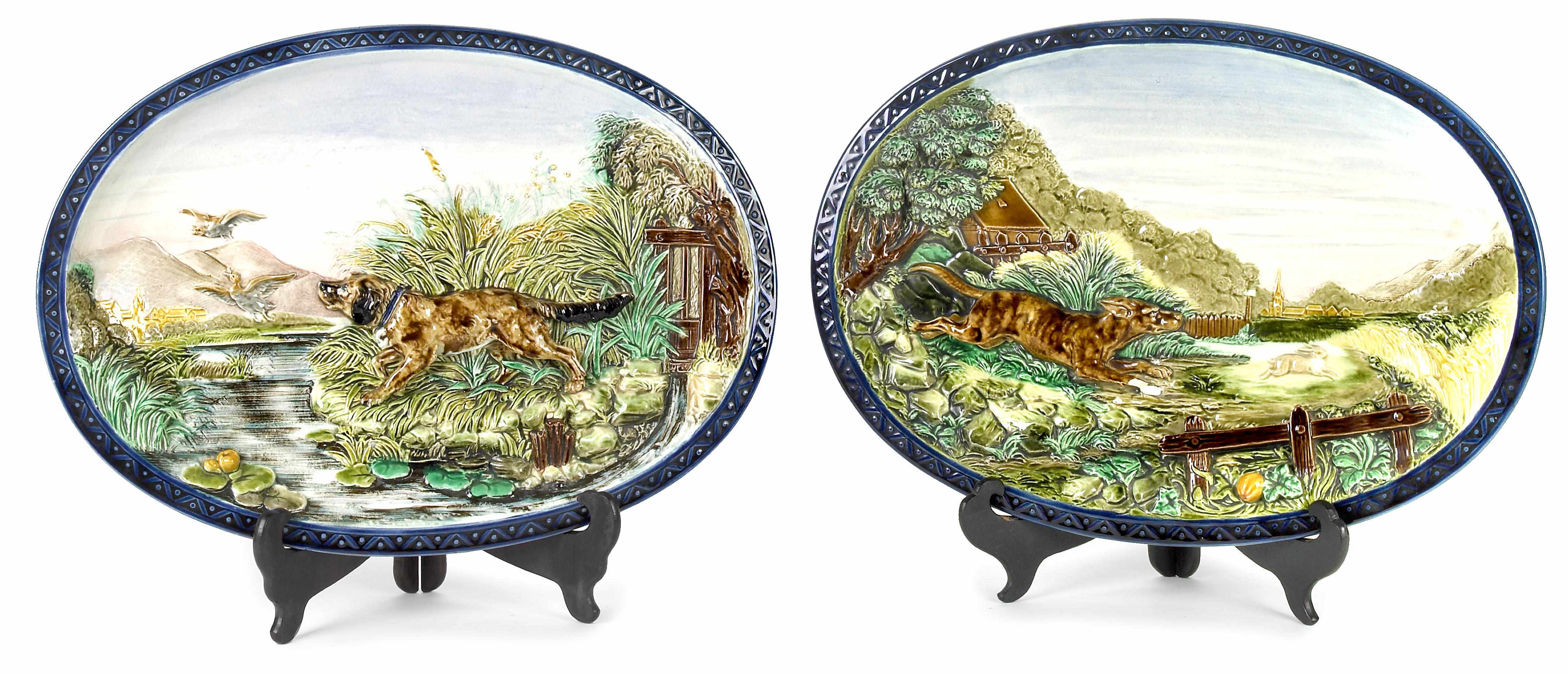 Appraisal: Property of various owners A pair of Sarreguemines majolica platters