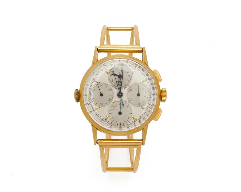 Appraisal: UNIVERSAL GEN VE K Gold Aero-Compax Wristwatch ca - the