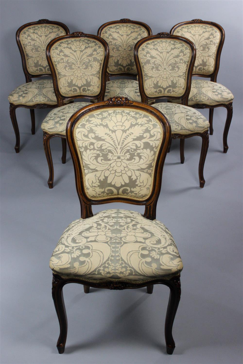 Appraisal: SET OF SIX LOUIS XV STYLE DINING CHAIRS WITH GREY