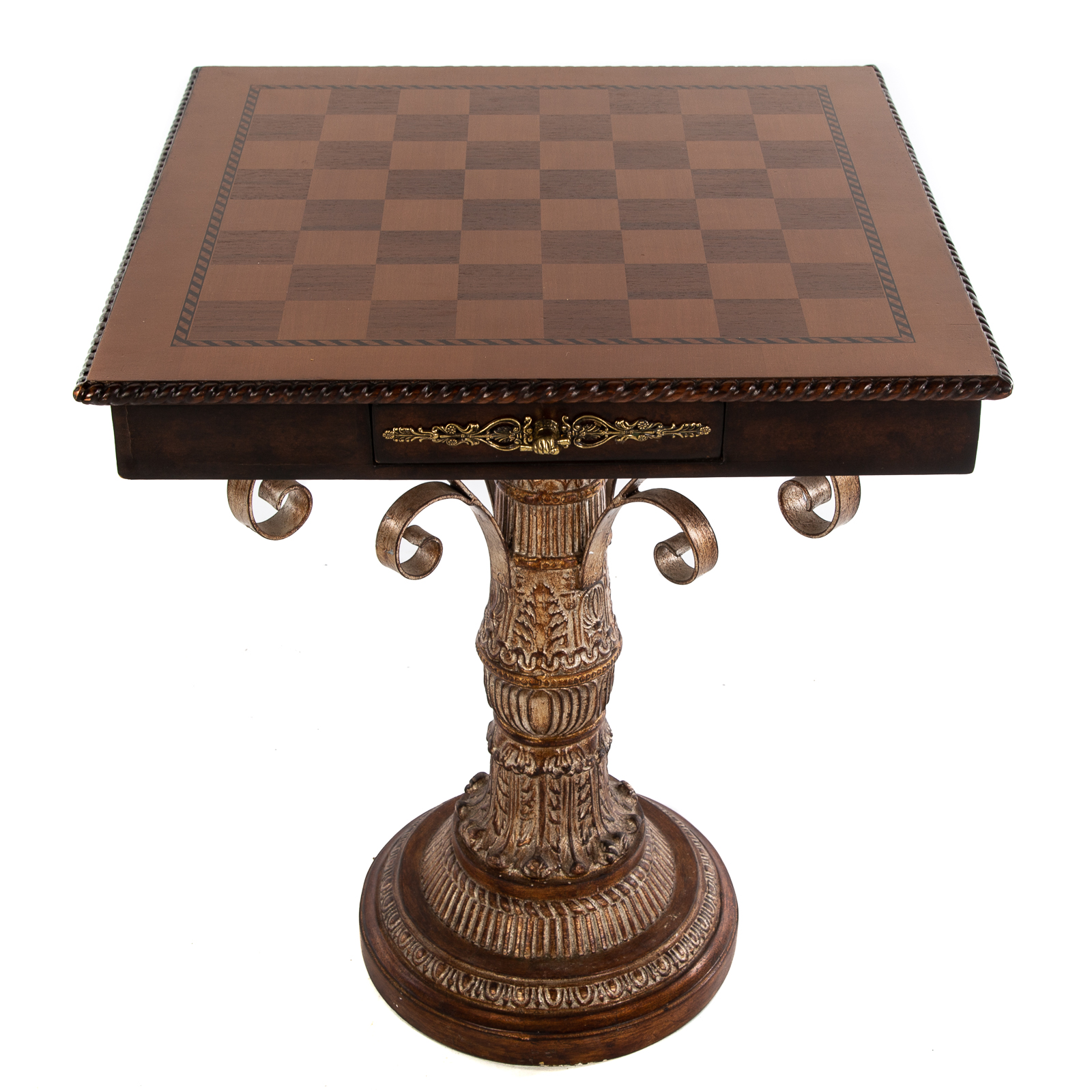 Appraisal: VICTORIAN STYLE PEDESTAL CHESS GAME TABLE th century with inlaid