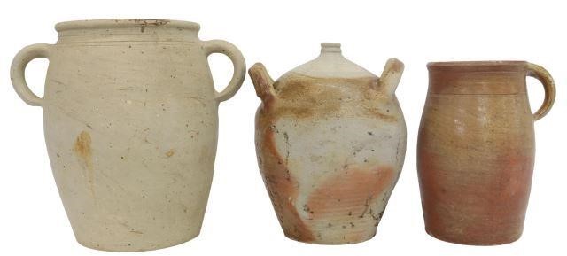 Appraisal: lot of French Provincial stoneware vessels including two-handled crock approx