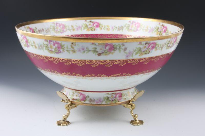 Appraisal: Imperial Crown China Punch Bowl Austria ca - hand painted