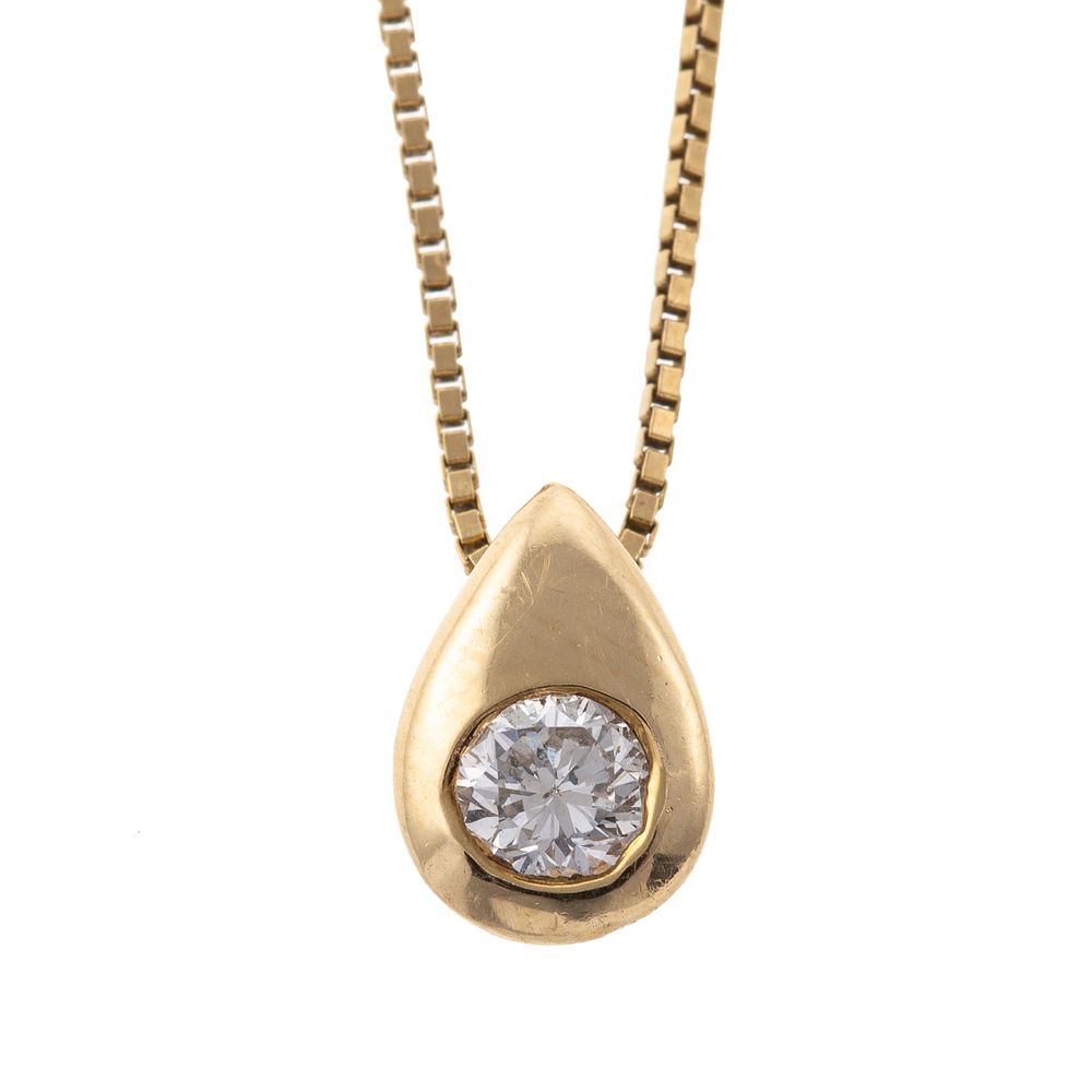 Appraisal: A Diamond Teardrop Pendant in K K yellow gold slide