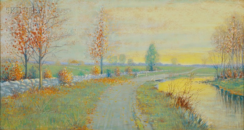 Appraisal: Canadian American School th Century Spring Landscape with Path Along